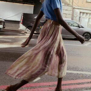 Zara Printed Midi Skirt with Belt